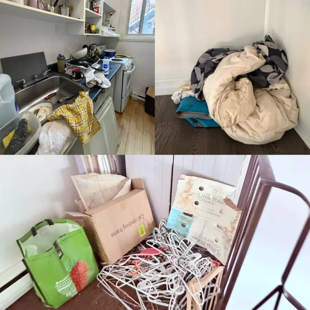 Les biens abandonnés et le nettoyage non effectué sont souvent assumés, en pratique, par la personne qui arrive après.